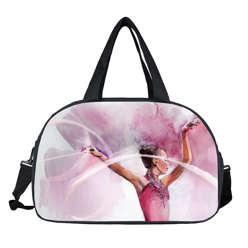 Watercolor Gymnastics Art Tote Bag Ladies Dance Sports Storage Bags Travel Multifunctional Portable Messenger Bags Shoulder Bag: LIGHT BLUE