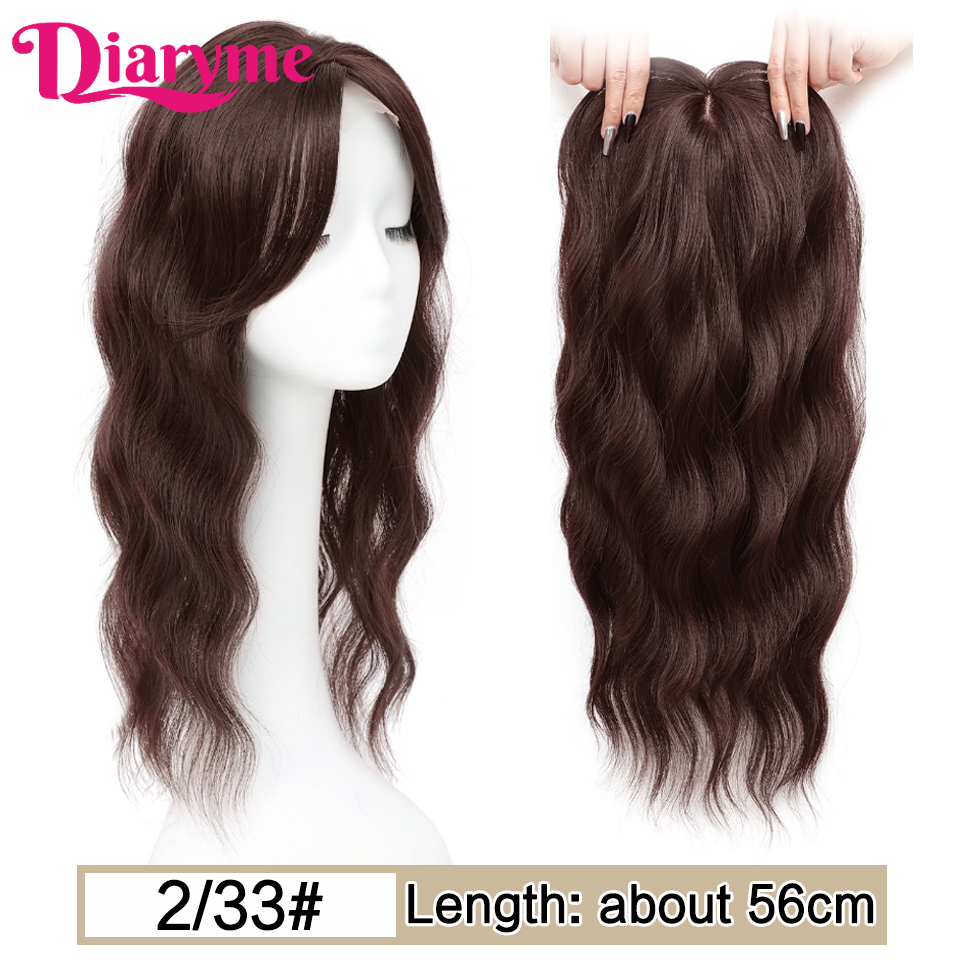 Adornos para el cabello, piezas de cabello, rizo largo ondulado sintético, bloque de reedición de repuesto para mujeres con pinza para el cabello adelgazante en extensiones de cabello: Color natural