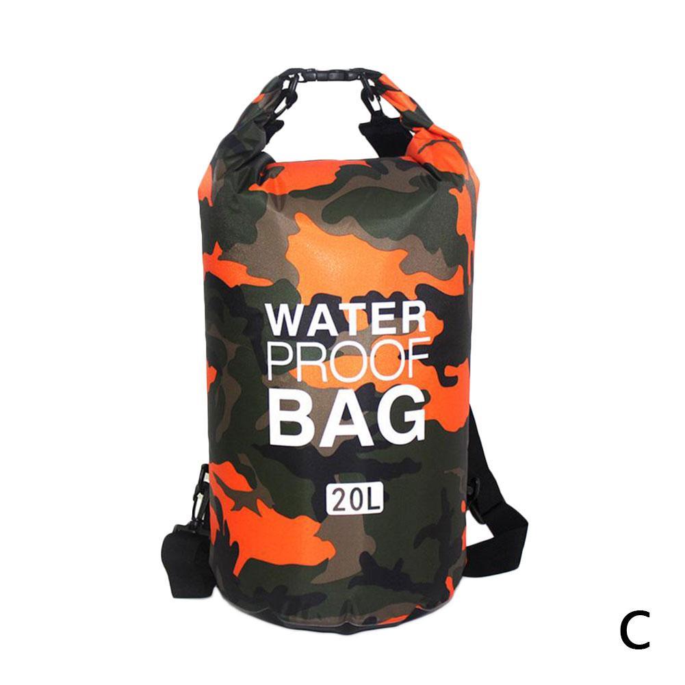 Dry Camouflage Portable Rafting Diving Outdoor Bag Sack PVC Waterproof Folding Swimming Storage Bag for River Trekking: C / 20L