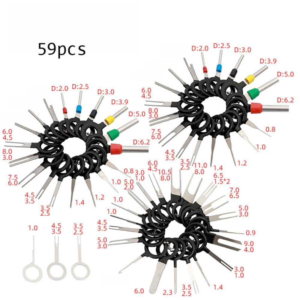 38/41/59pcs Hand Tools Car Puller Tooling Pin Extractor Automotive Terminals Remover Kit Plug Electrician Wire Pinout Connectors
