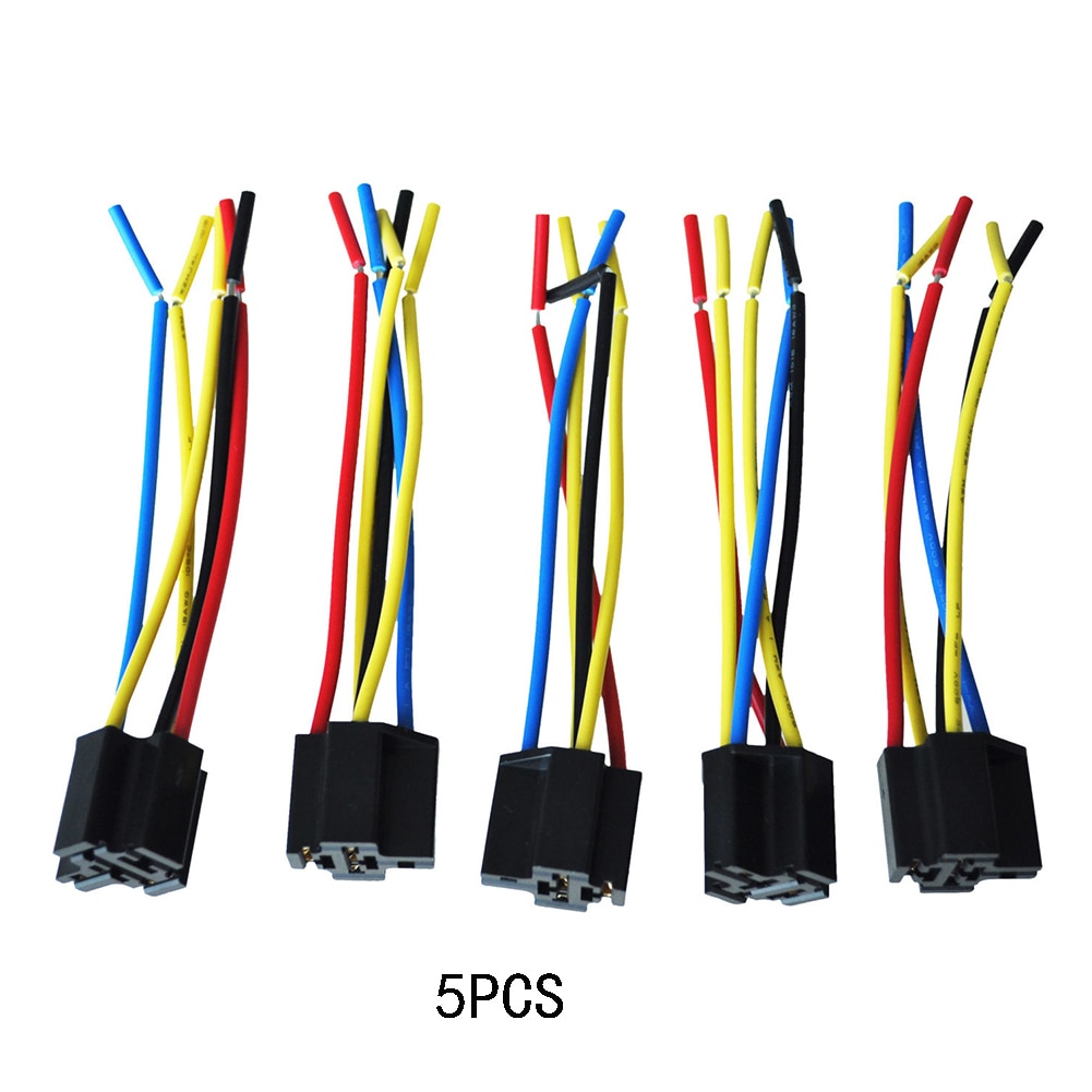 5 stk 5 pinner kabel relé stikkontakt sele kontakt  dc 12v til bil