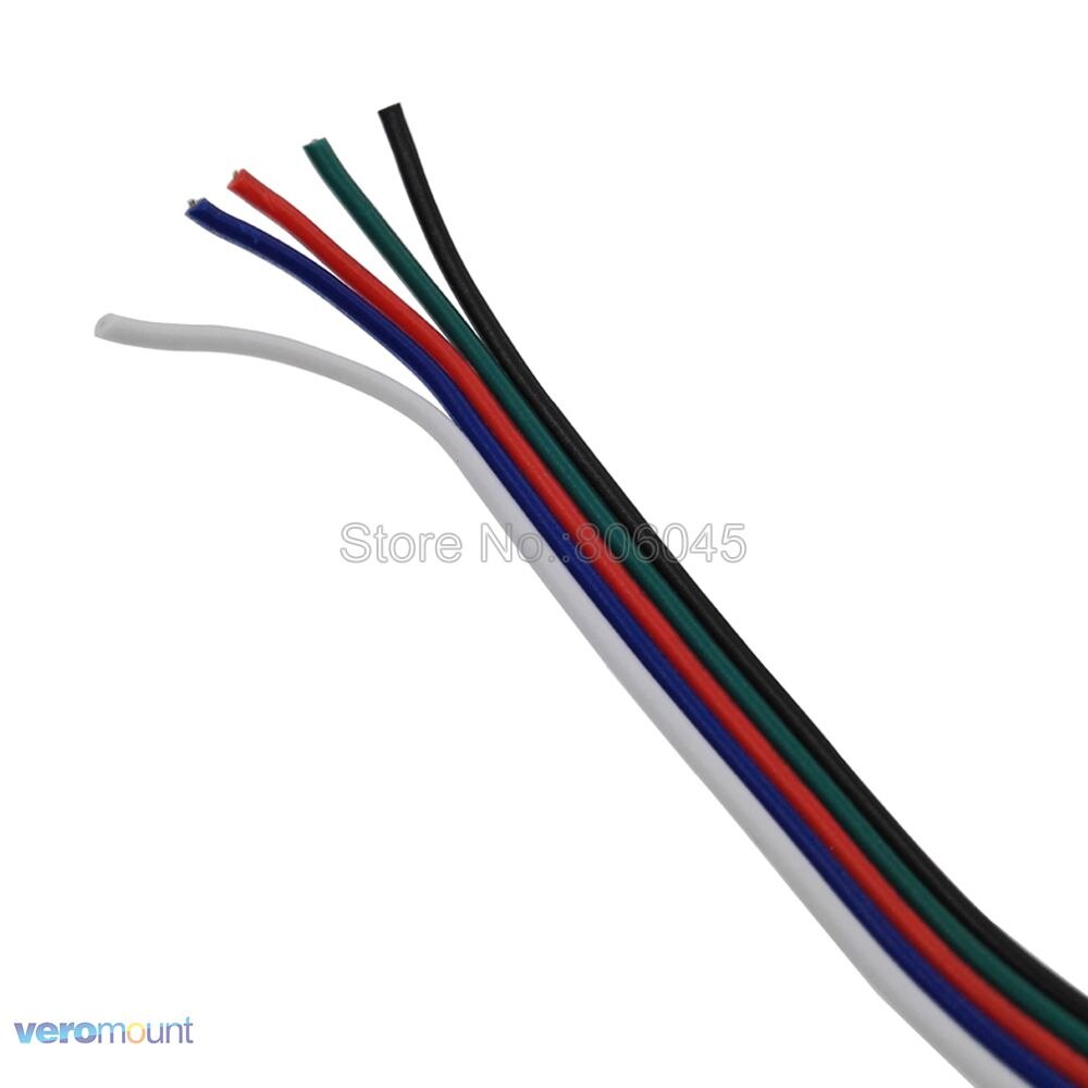 1-100m 5Pin 5-Pin RGBW Extension Electric Wire Cable 22AWG Blue/White/Red/Green/Black LED Connector For RGBW LED Stirp Light
