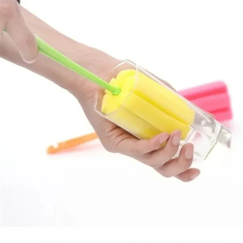Spazzola per biberon con manico lungo Spazzola in spugna morbida Bottiglia d'acqua Tazza di vetro Strumento per la pulizia del lavaggio Strumento per la pulizia della cucina Strumento speciale