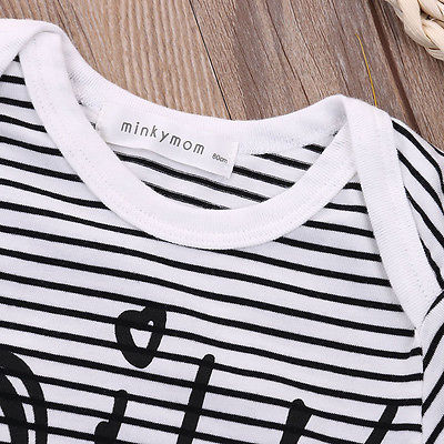los más nuevos niños bebé niña de manga corta de algodón infantil a rayas mono ropa trajes