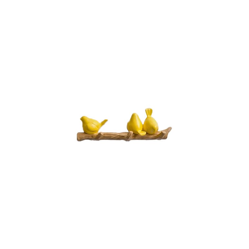 Colgador de pared con pájaros de resina, gancho para colgar llaves, abrigos, toallas, sombreros, bolsos, para sala de estar, cocina, accesorios para el hogar, decoración de paredes: 3 Birds-Yellow