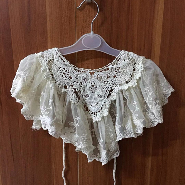 Korean Style Baby Girls Lace Collar Spring Children Clothes Accessiory Princess Shawl Kids Pure Cotton Bibs: Default Title
