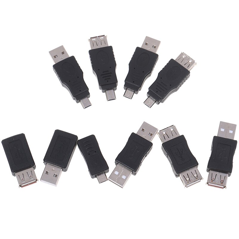 10pcs/set USB Adapter Gadgets OTG USB Male To Female Micro USB Mini Changer Adapter Converter