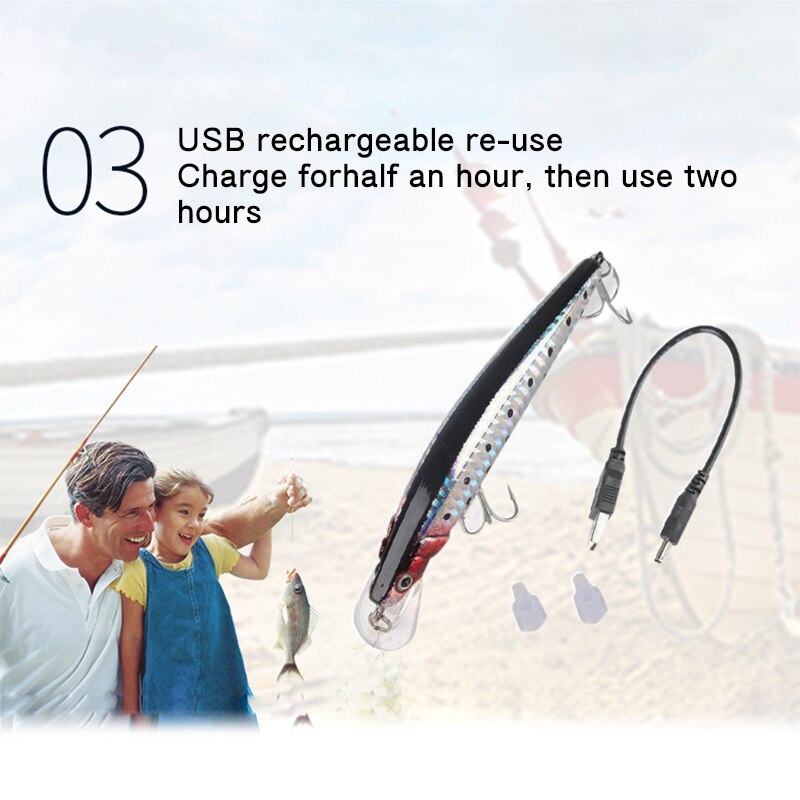 Lures Artificial Bait USB Rechargeable Light LED Electric Vibration Buzz Twitching Life-Like Fishing Lures USB Rechargeable
