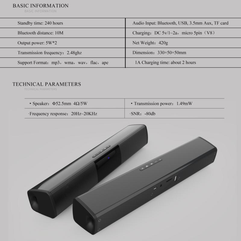 Tv Geluid Bar Draadloze Bluetooth 5.0 Speaker Subwoofer Home Surround Soundbar Stereo 3D Geluid Bar Theater Aux Voor Tv Pc