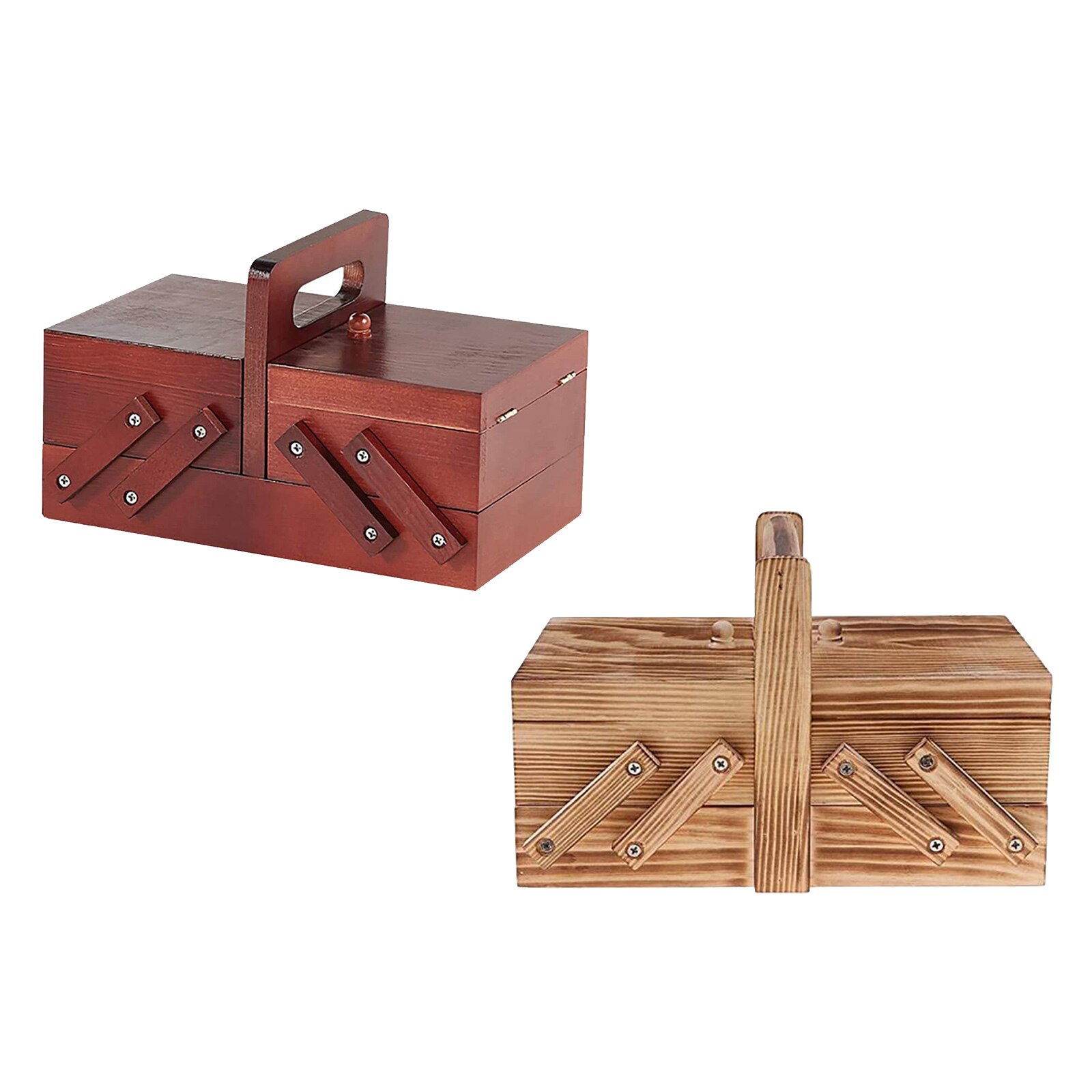 Caja de madera para coser con agujas, cesta de costura para el hogar, cajas de joyería, suministros de costura