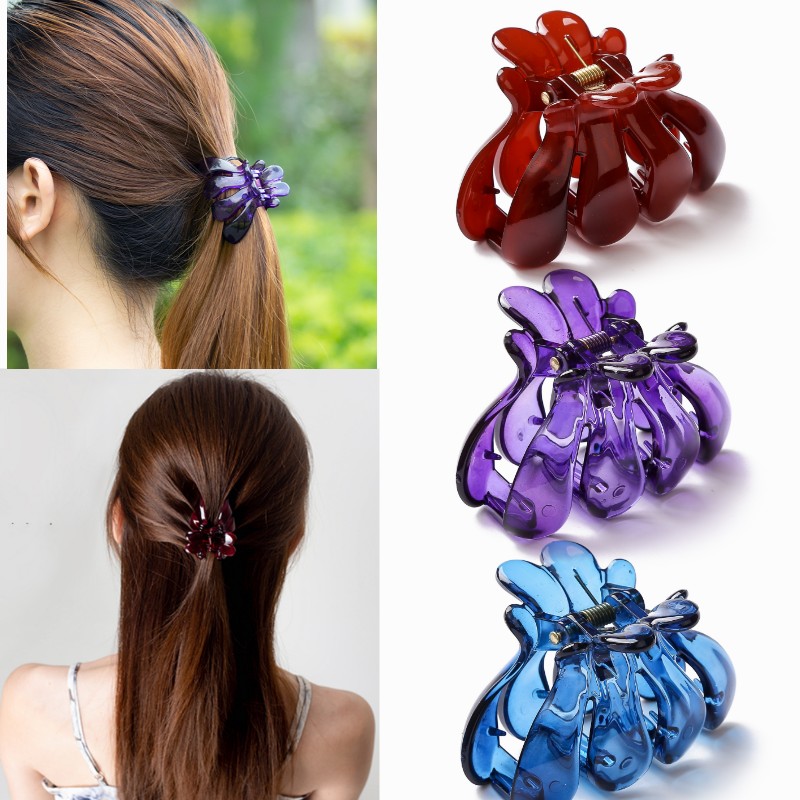 Pinza de pelo de plástico para mujer y niña, 6cm de largo, pinza de pelo de cangrejo, accesorios para el cabello rojo, estilo de ,