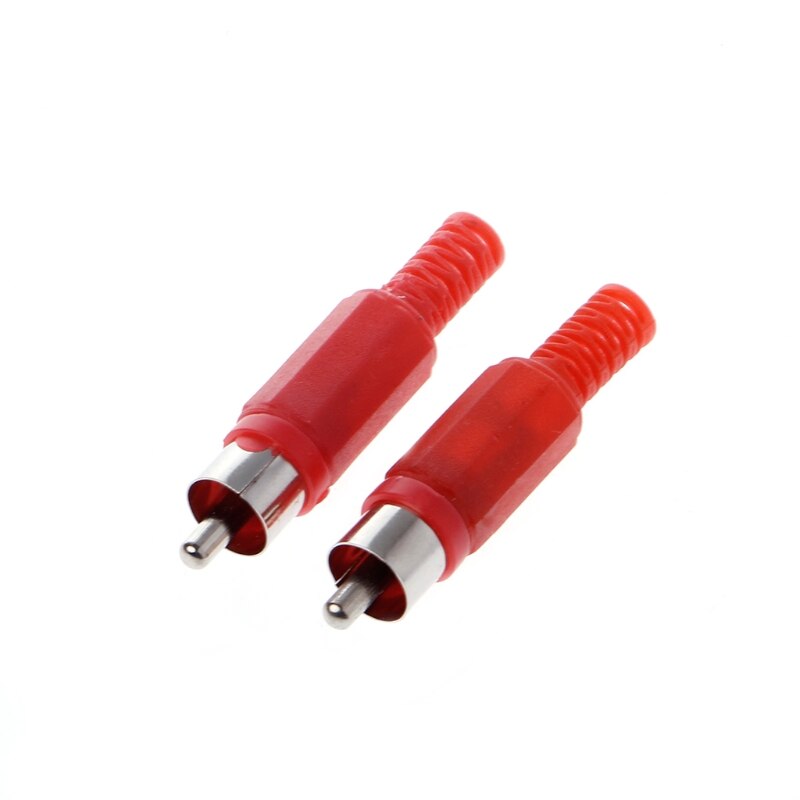 20 Pcs Zwart Rood Solder Rca Male Plug Audio Video Adapter Connector