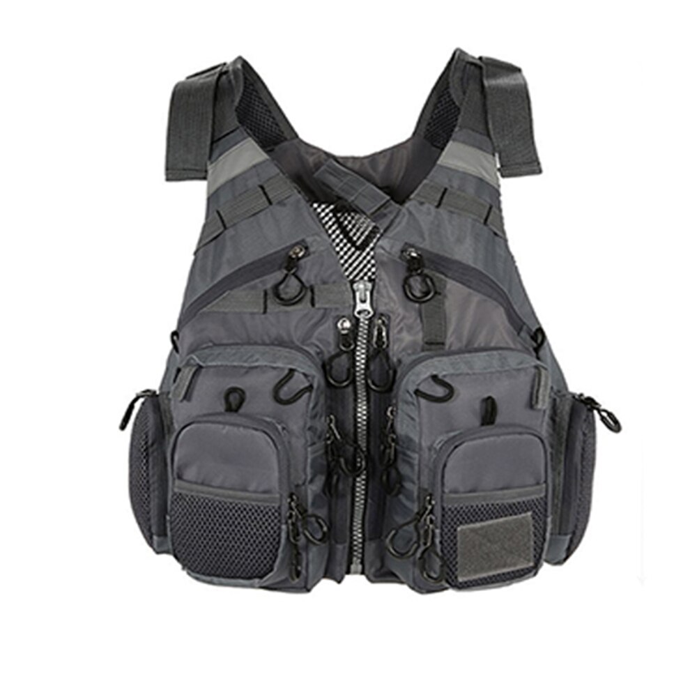 Waterproof fishing life jacket, outdoor sports life vest, multi-pocket buoyancy life jacket, swimming safety jacket: Gray