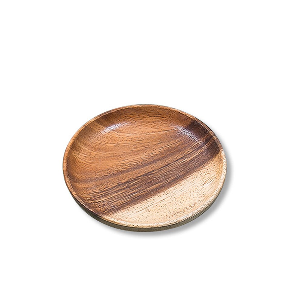 Lot de 12 assiettes rondes en bois d'acacia - Plateau rond en bois d'acacia - Assiettes de service polyvalentes en bois pour plats, collations, desserts, salades, fruits, 20,3 cm