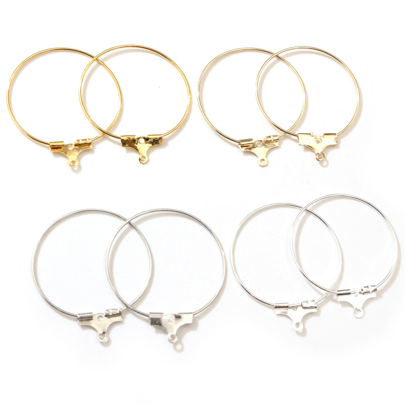30 Uds 20 25 30 35 40 45mm pendientes de aro hallazgos círculo grande aros de alambre para oreja pendientes para DIY joyería suministros Accesorios