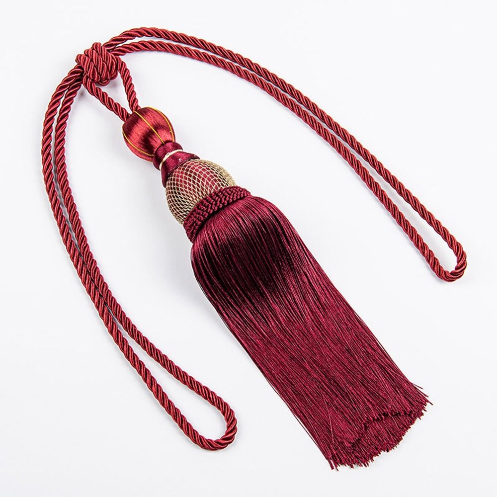 No Installation Curtain Tassels Tieback Polyester Yarn Punch-free Tassel Curtain Ties Gold Wire Hanging Ball Multicolor: black