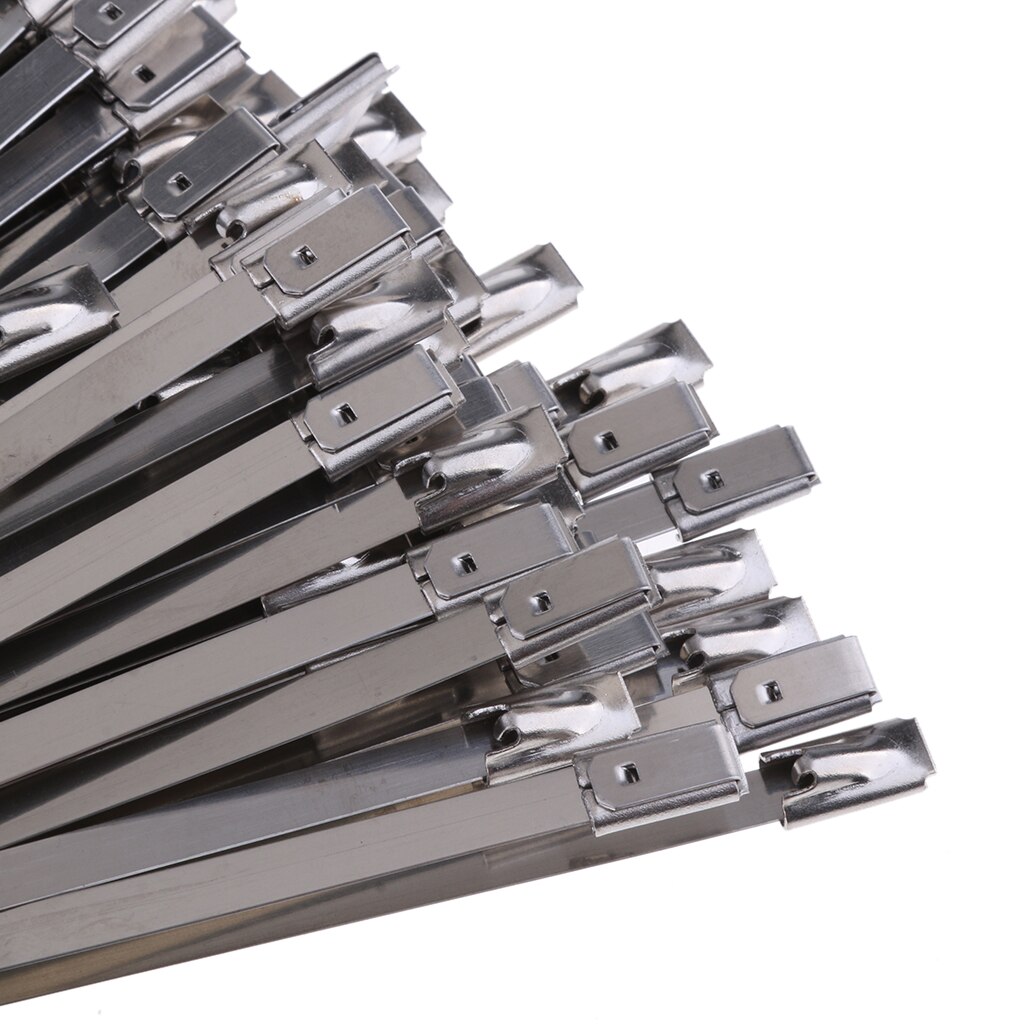 100Pcs Rvs Kabelbinders Voor Motorfiets Uitlaat Self Locking