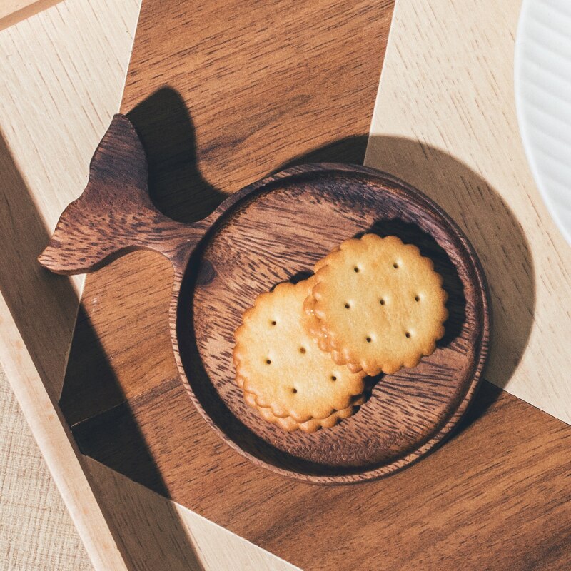 Wooden Tray Sauce Plate Dessert Tea Dish Plate Fish-shaped Dipping Seasoning Bowl Snack Candy Platter Home Kitchen Tableware