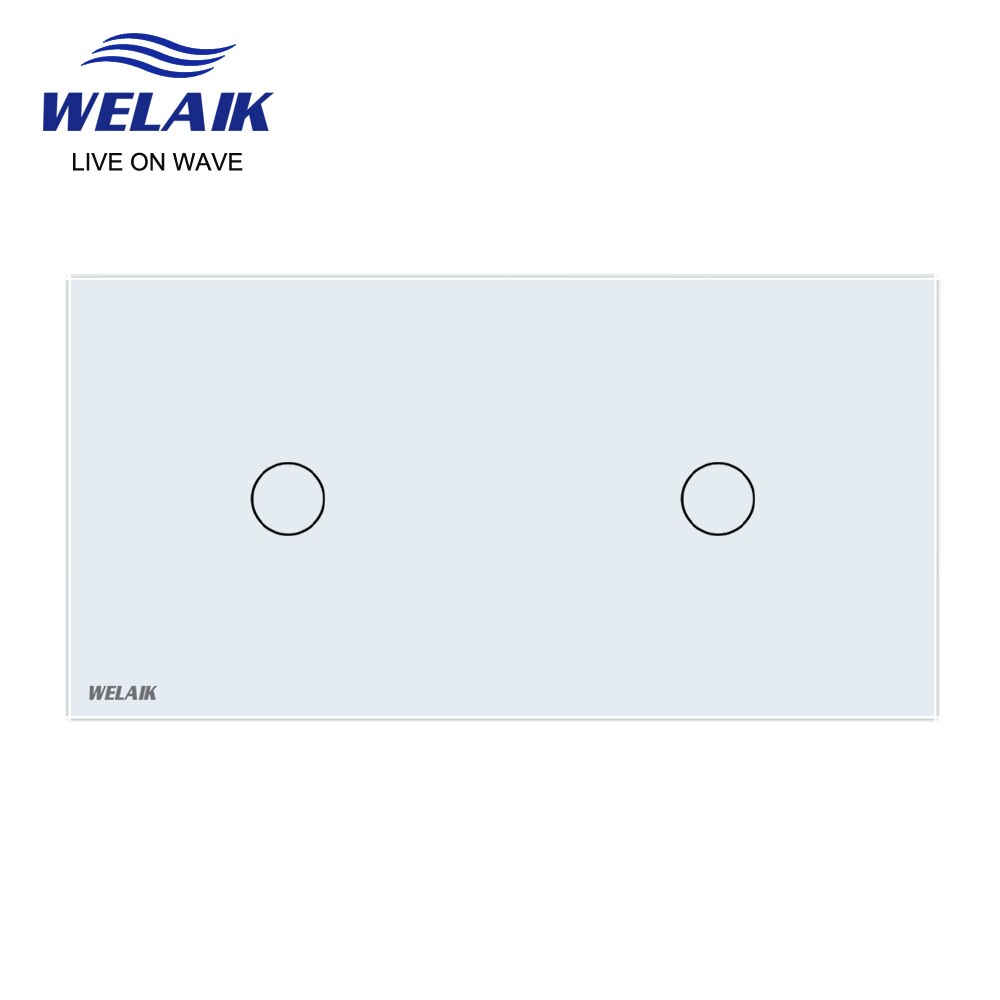 Welaik Eu 2Frame 151*80Mm 1Gang Led Licht Muur Touch Switch White Crystal Gehard Glas Panel alleen Diy Onderdelen A2911W1
