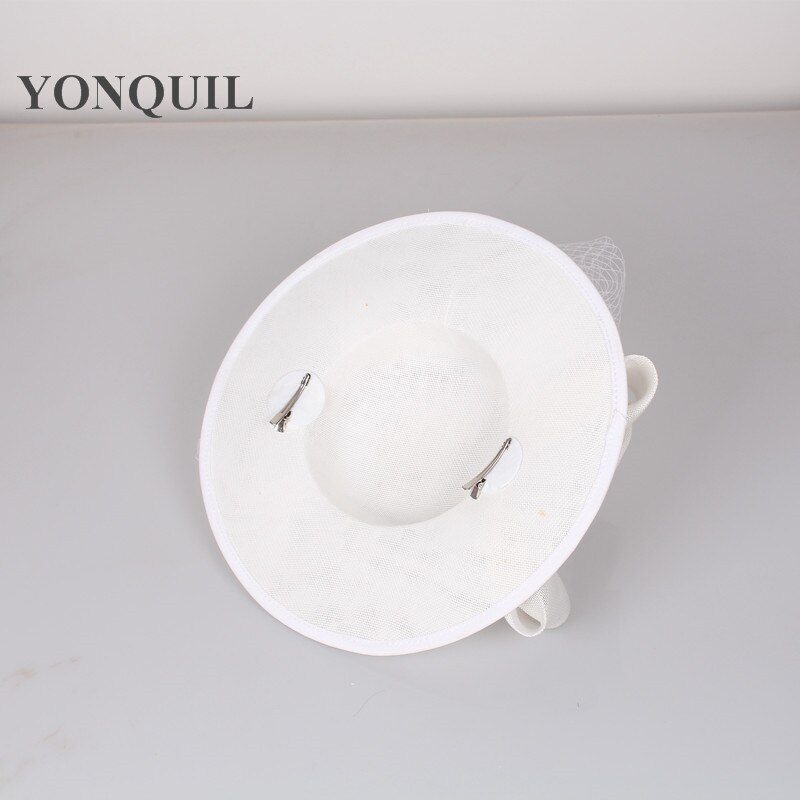 Large 30CM Round White Fascinator Base Velling Hair Accessories Women Party Wedding Hat Imitation Sinamay Birdcage Veil Headwear