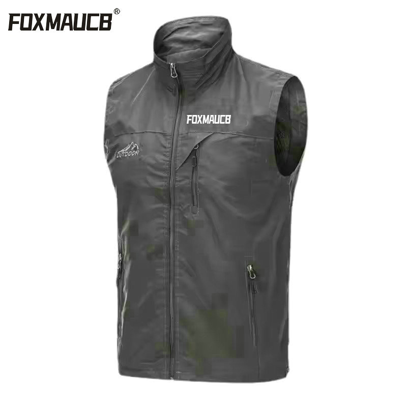 Foxmaucb wandeljas winddicht mountainbike vest outdoor sport windbreaker mtb mouwloos waterdicht motocross fiets vest: 5xl / Grijs
