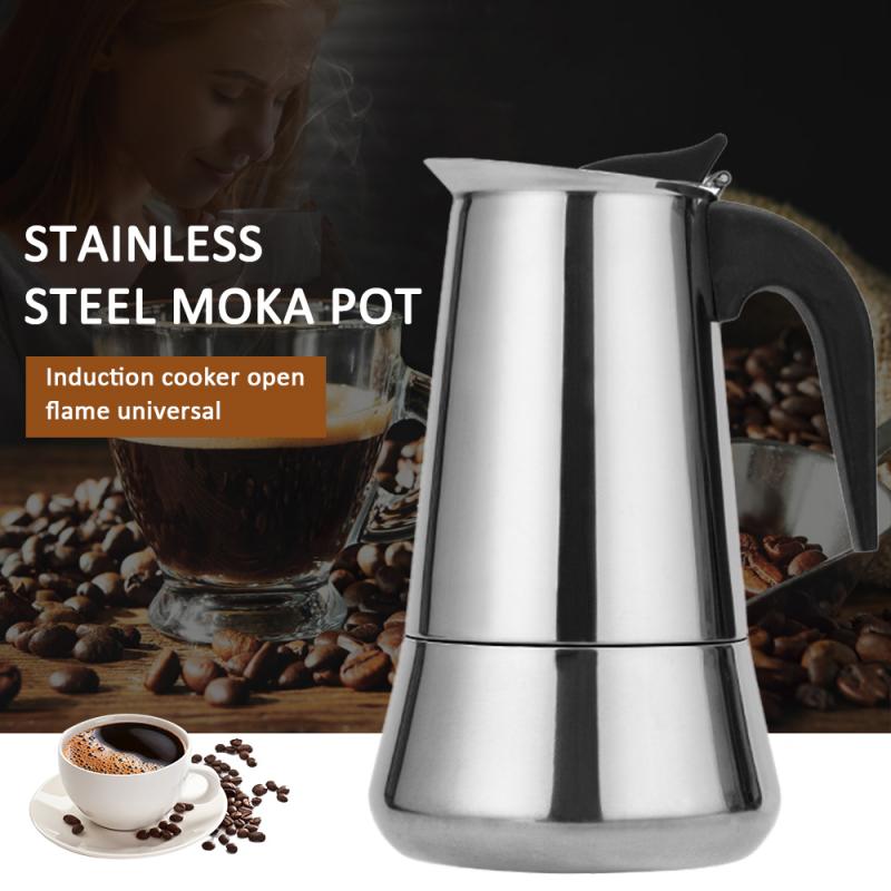 Offre spéciale Style européen expresso fabricant en acier inoxydable moka Pot café filtre Pot ménage cuisine café 100-600ml