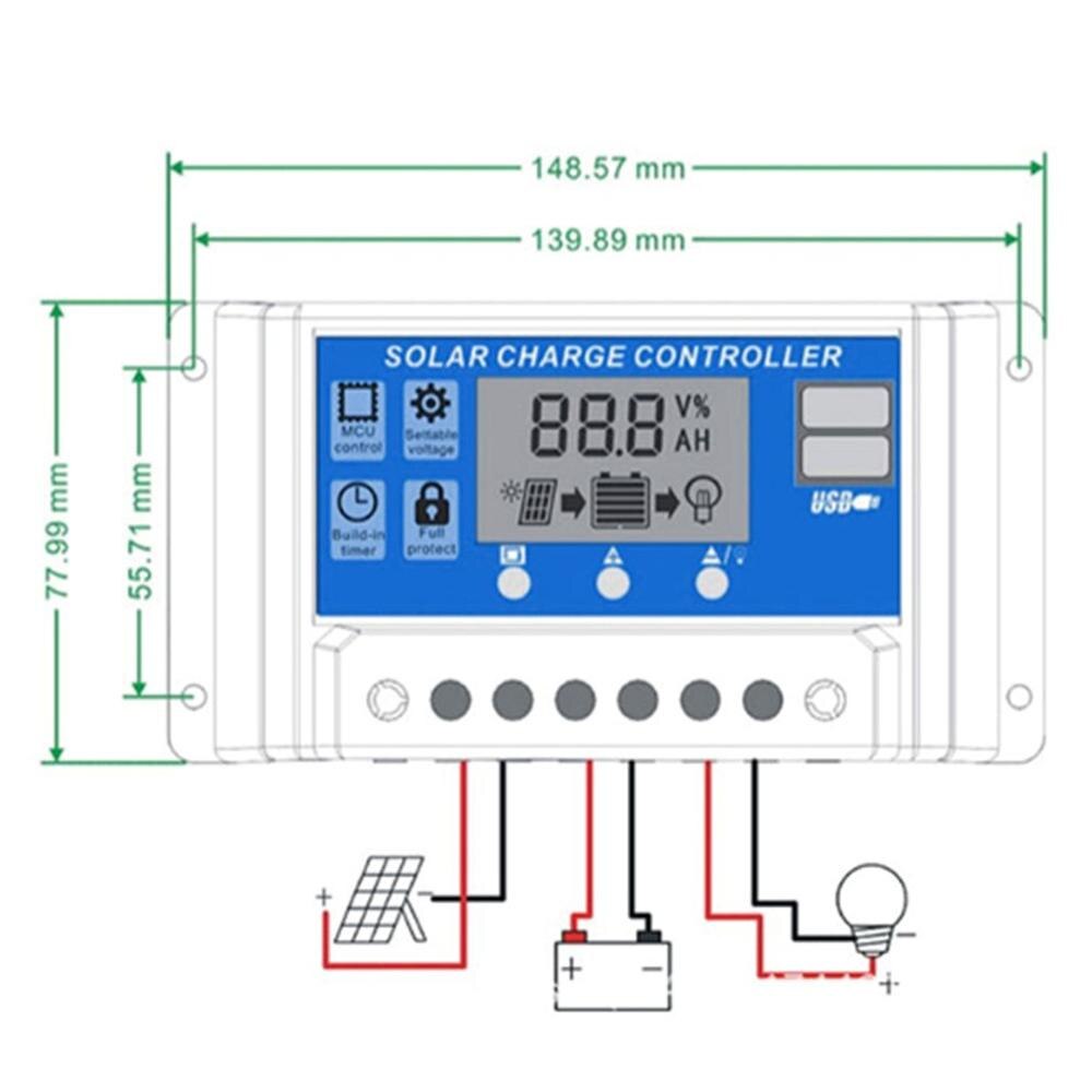 Professionele Dual USB 12 V/24 V 10A Zonnepaneel Controller Batterij Laadregelaar LCD Display Regulator Solar Controller