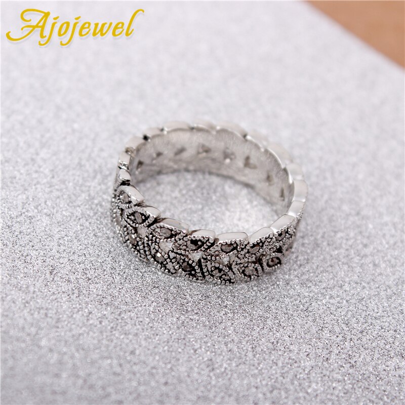 Jojewel plant statement strass folha anéis para mulher nova moda vintage antigo jóias