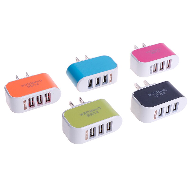1 st. oplader 5v 3.1a drievoudige usb-poort muur thuis reizen ac mobiele snellader adapter us stekker benodigdheden