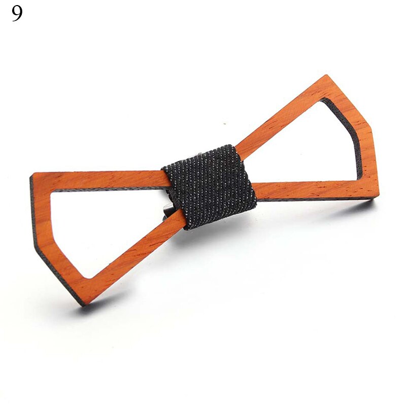 Pajarita de madera de para hombres Unisex ahuecado tallado Retro de madera para cuello corbatas correa ajustable Vintage moño estilo bigote: 9