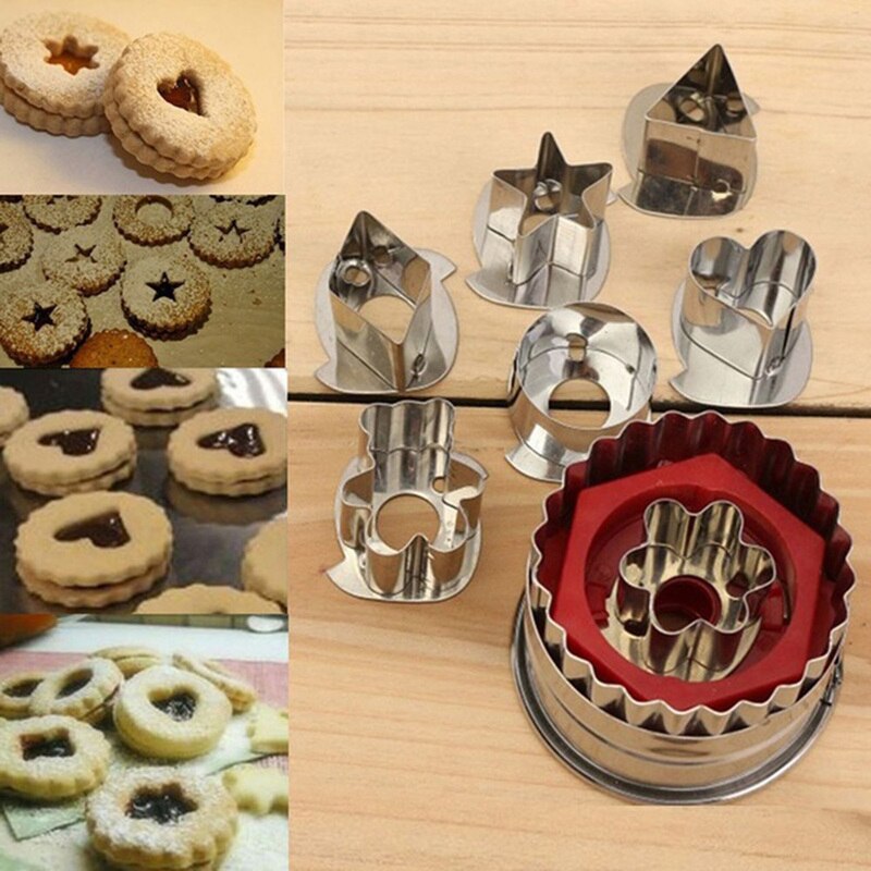 7 kpl / leikkaus 3d keksi ruostumattomasta teräksestä leikkuri piparkakkusetti, kakkumuotti paljon keksileikkuria maisematyökaluja fondanttikeksi
