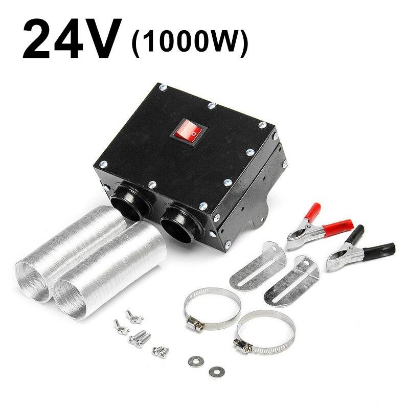 Podgrzewacz samochodowy 1000W 12V/24V PTC wentylator samochodowy nagrzewnica powietrza 4 otwór stała temperatura ogrzewanie ogrzewanie postojowe szyba przednia Demister odmrażacz: 24V 2 Hole