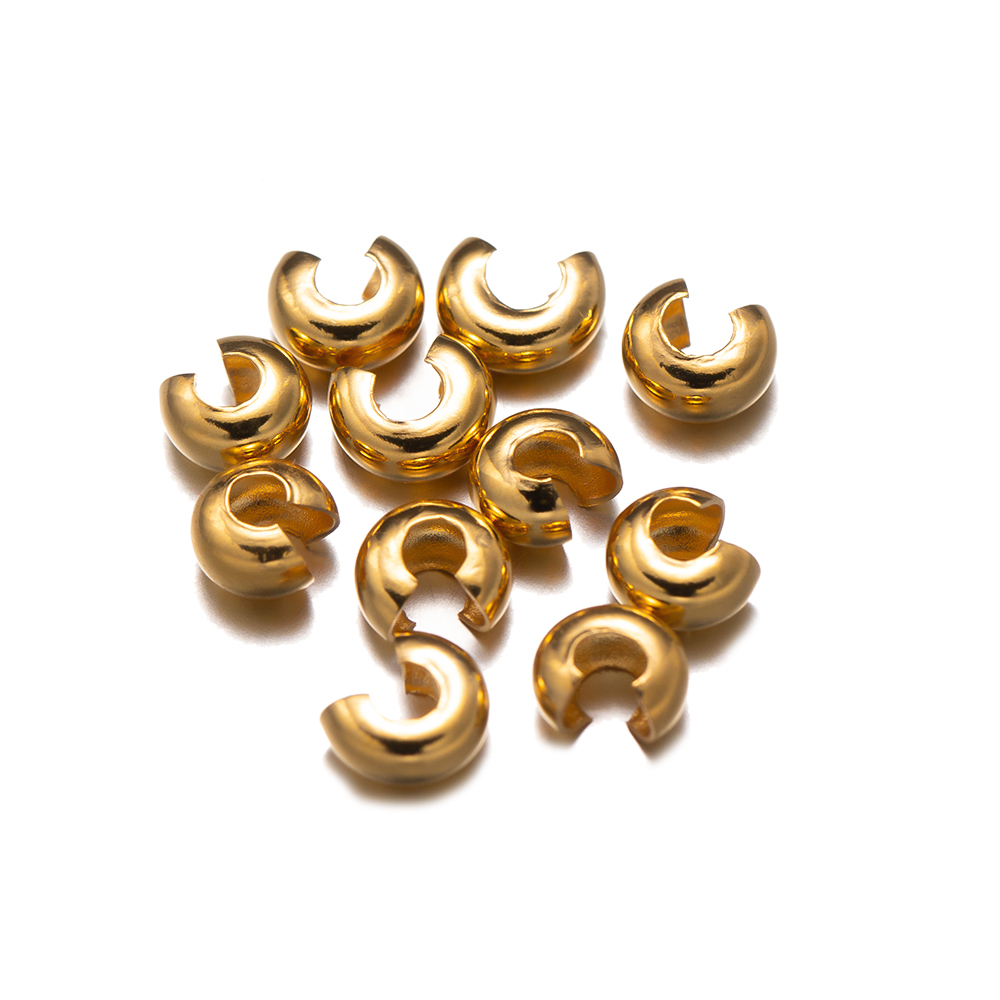 50 pezzi di tappo per perline a crimpare in acciaio inossidabile dorato, tappo per estremità, per orecchini fai da te, creazione di gioielli, accessori, materiali: M. / Grigio