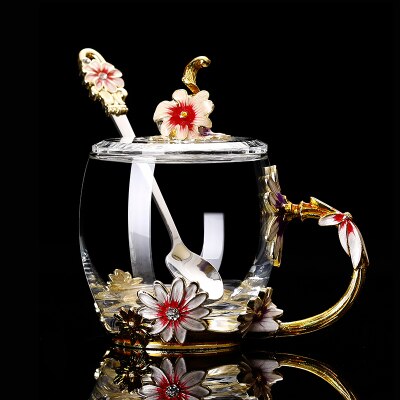 Luksus særlige gennemsigtige krystal skære mønstre glas kop til vand te hjem drikkevarer bryllup: Juhua 320ml og låg