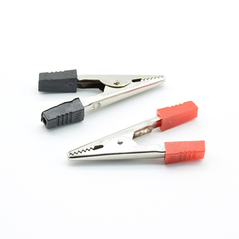 10pcs/lot Insulated Crocodile Clips Plastic Handle Cable Lead Testing Metal Alligator Clips Clamps 52mm Length