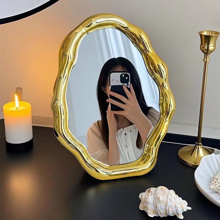 Koreańskie luksusowe galwaniczne figurki lustrzane srebrne lustro ambona lustro robić makijażu robić łazienki salon gabinet Dom dekoracje