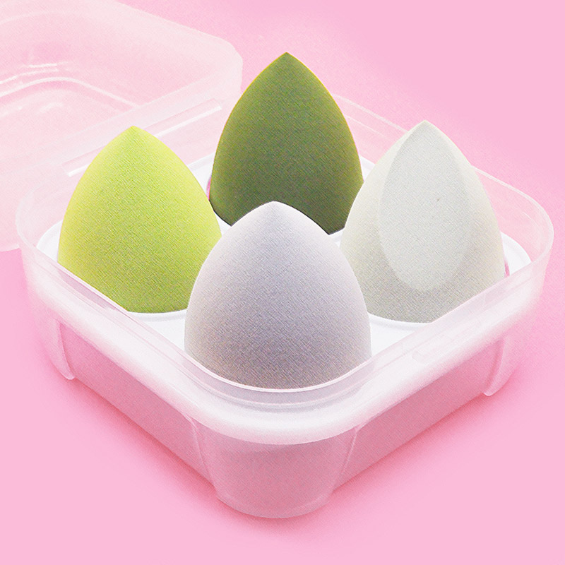 Éponge de maquillage bouffante de poudre, 4 pièces, sèche et humide, boule cosmétique de beauté, fond de teint, bouffante de poudre, coupe biseautée, outils