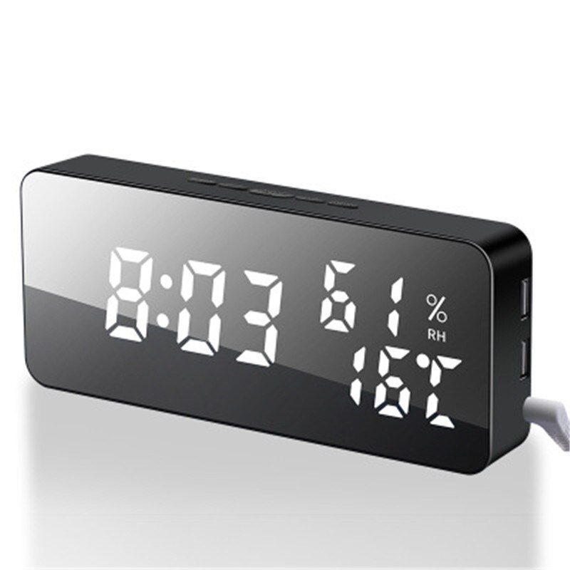 phone charging mirror wall-mounted alarm clock snooze sound control temperature and humidity LED color changing clock