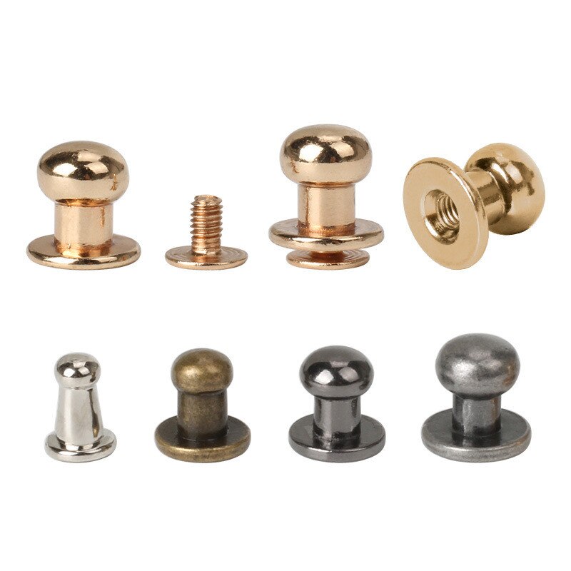 10Sets Multi Maten Massief Messing Riem Zak Schroef Klinknagel Knop Ronde Knop Schroef In Knop Studs Leren Craft Accessoires levert