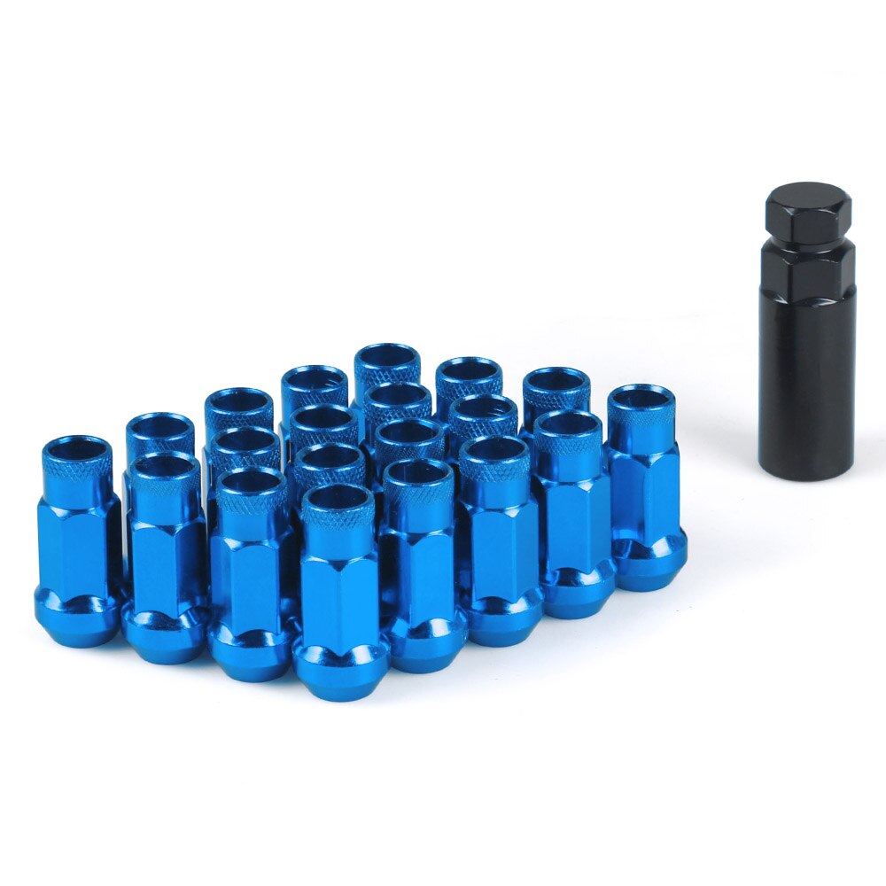 20 PCS M12 X 1.5 M12 X 1.25 Wielmoeren 47mm Iron Racing Lock Lug Wielmoeren Schroef: Blauw / M12x1.25