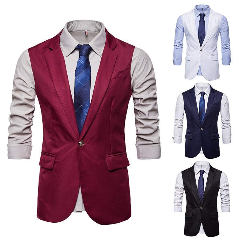 Brand Wine Red Longline Suit Vest Men Autumn Slim Fit Turn Down Collar Vest Waistcoat Mens Wedding Party Business Vests