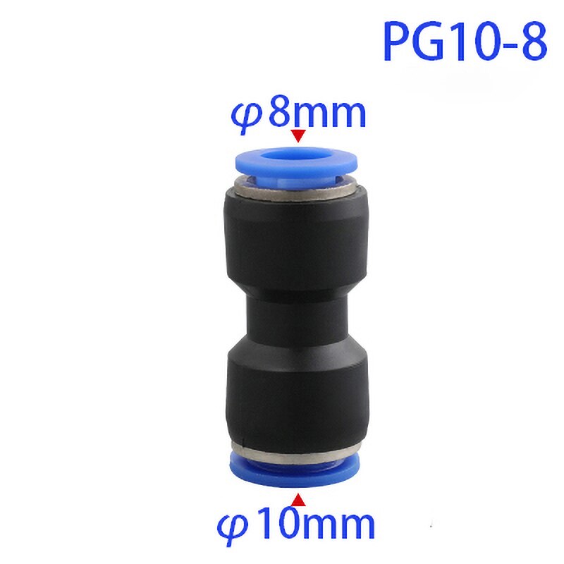 1Pcs Pneumatic Quick Coupling Gas Pipe Plastic Connector PG-4 6 8 10 12mm Reduced diameter pneumatic joint: PG 10-8mm