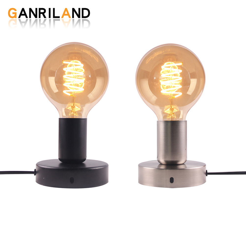 Industriële Vintage Bureaulamp Base 1.8M E27 E26 Socket Lamphouder Edison Tafel Lampen Nordic Metalen Tafel Base Plafond lamp