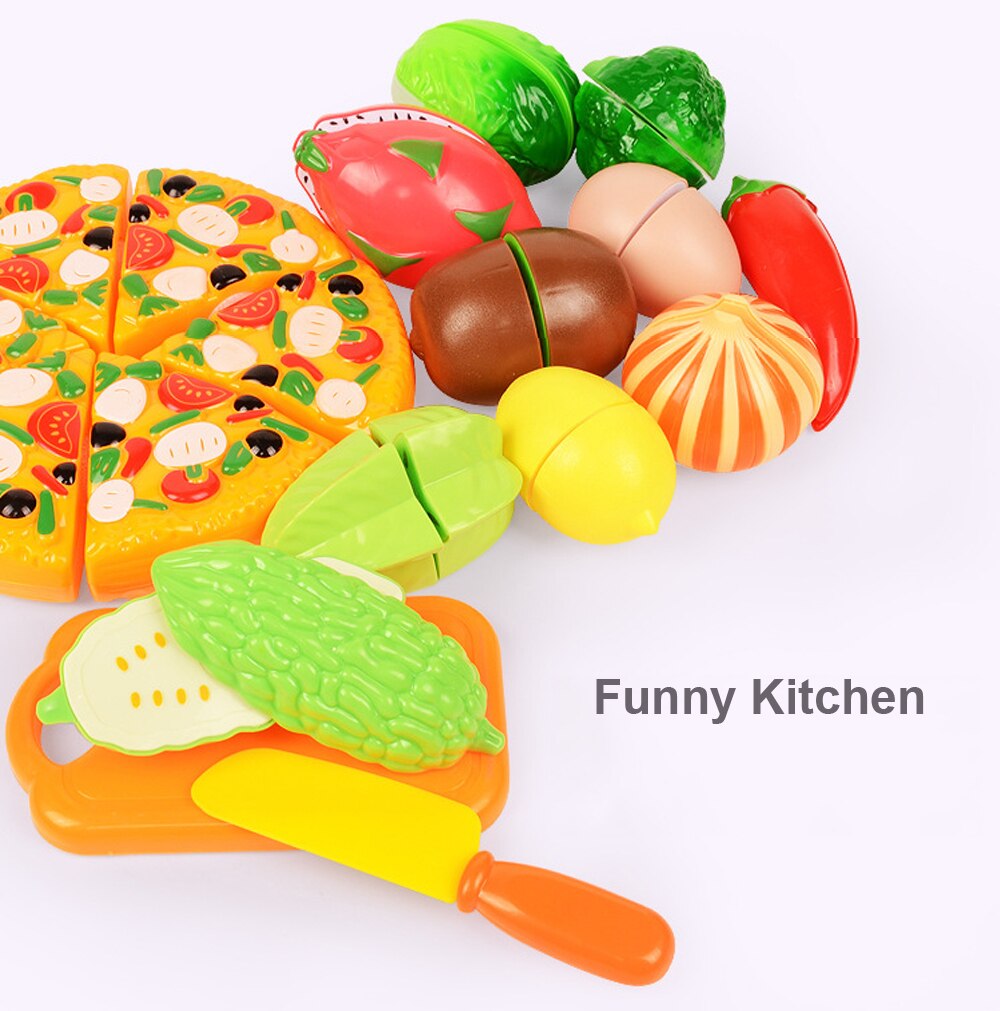Children Pretend Play Set Plastic Food Toy DIY Cake Toy Cutting Fruit Vegetable Food Pretend Play Toys For Kids Educational