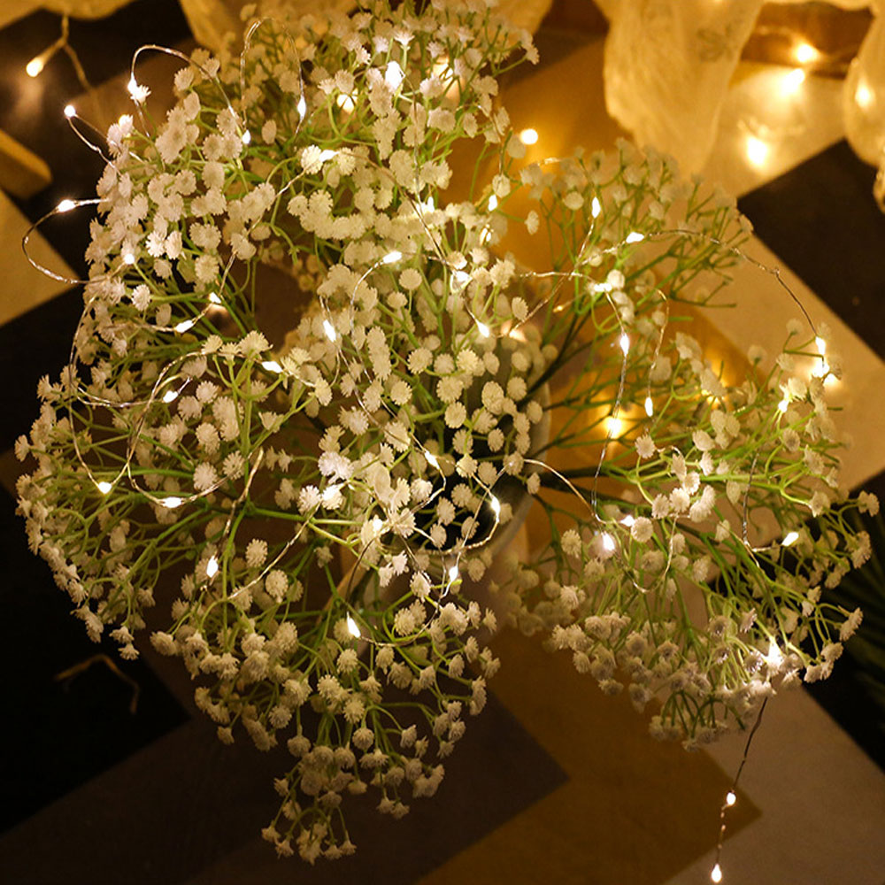 Guirlande lumineuse féerique Led en fil d'argent, alimentée par USB, étanche, pour l'extérieur, décoration DIY, , fête de mariage, noël