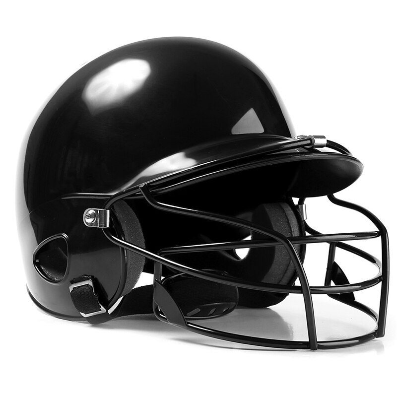 Blå baseball hjelm voksen teenager børn øre hoved ansigtsmaske beskyttende baseballs match træning softball hjelm: Sort / S