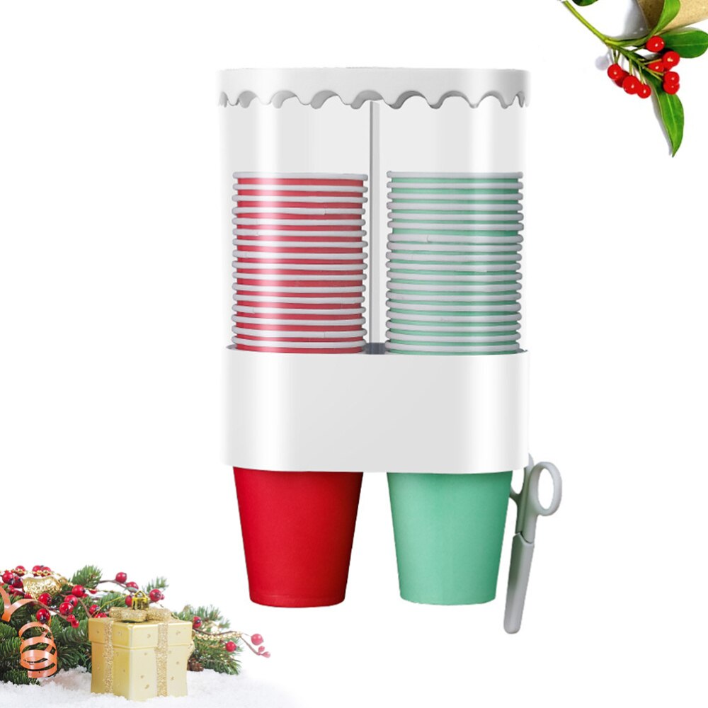 Wall Mount Single Water Cup Dispenser Type Disposable Paper Cup Dispenser Beverage Cup Holder (White)