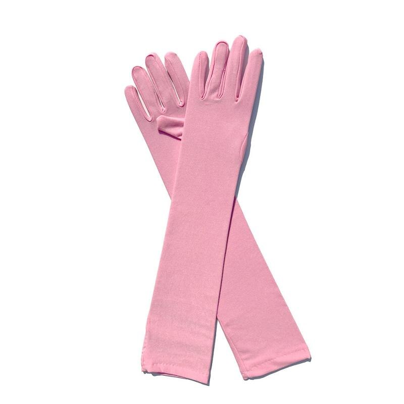 Manoplas para mujer, guantes elásticos de seda de leche para mujer, Festival, , grupo, espectáculo, Bar, baile, guantes de vestir, guantes de 45Cm de largo C013: Plata