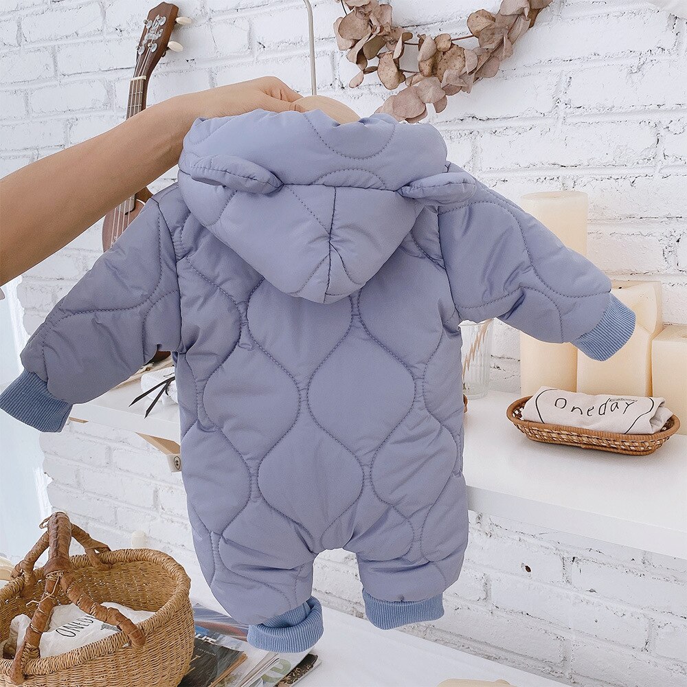 2022 Winter Jas Baby Hooded Snowsuit Pasgeboren Katoen Dikke Overalls Voor Jongens Meisjes Jassen Baby Sneeuw Jumper Parka Kleding: Blue coat / 6m