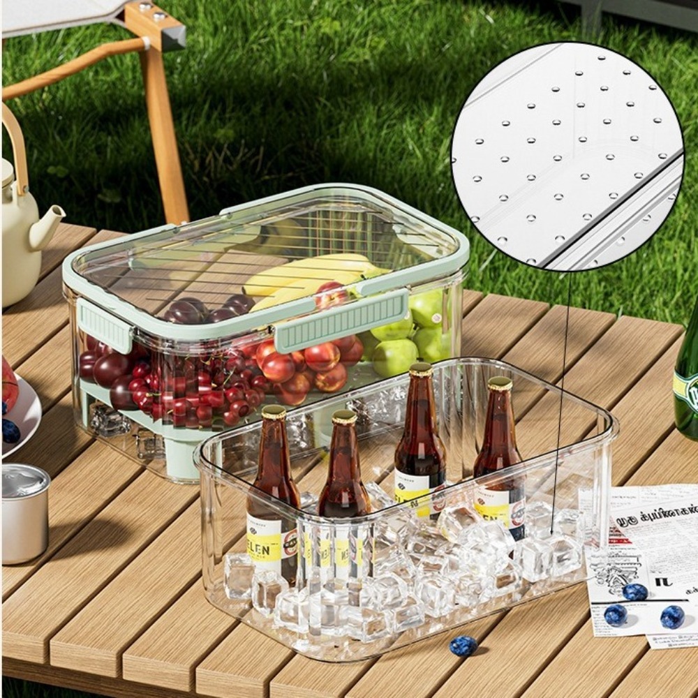 Dobbeltlagsbeholder til madopbevaring med stor kapacitet med håndtag, intervalopbevaringsboks, lækagesikker opbevaringsboks til kæledyr, picnic